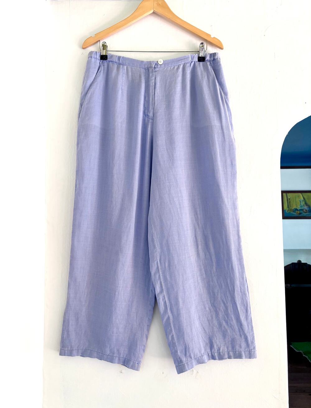Lavender Purple Linen Pants Pastel Trousers- Size 12, Boho Cottagecore